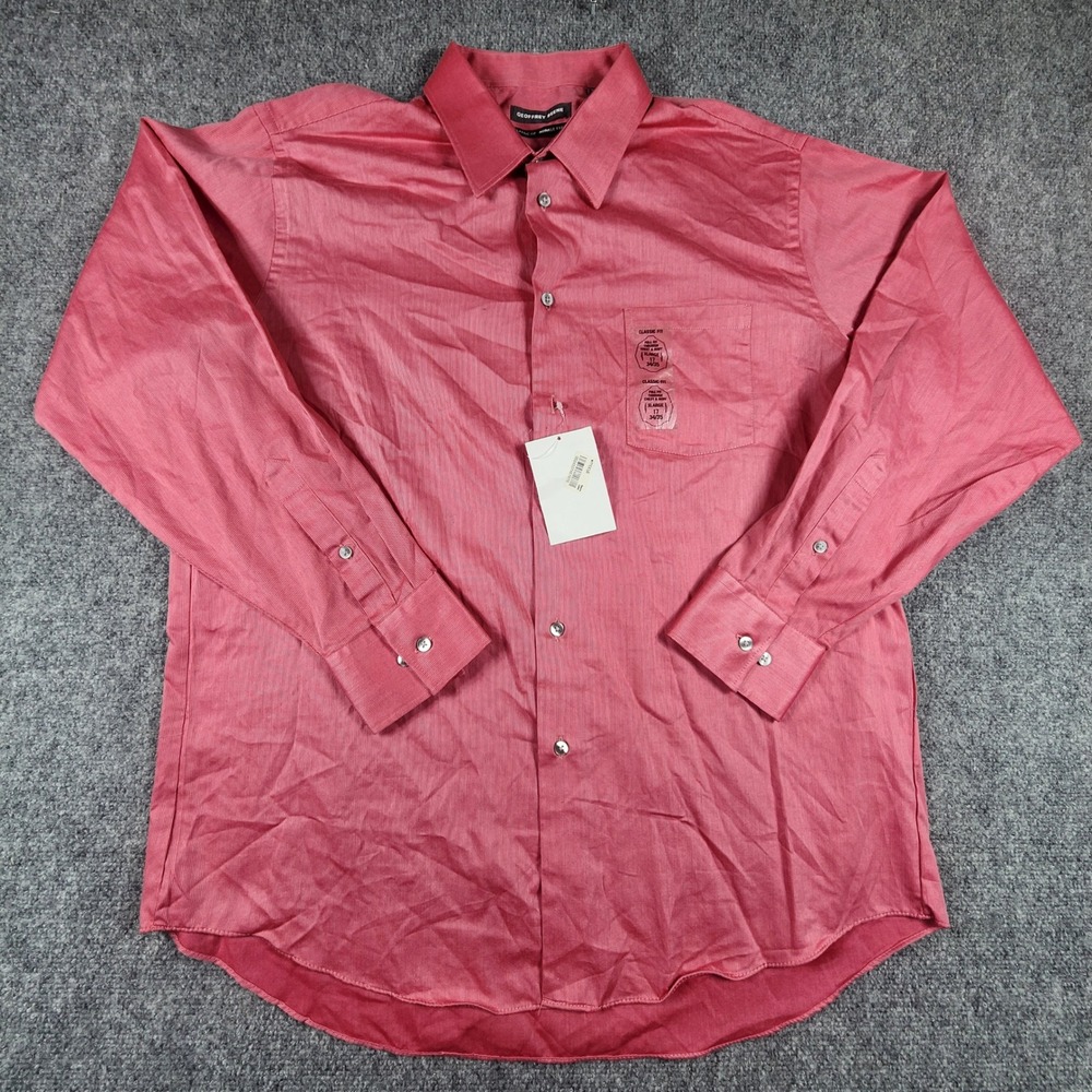 Geoffrey Beene Mens Pink Wrinkle Free Classic Fit Dress Shirt XL 17 34/35 NWT